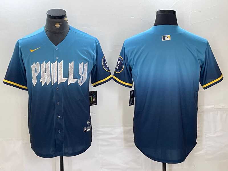 Men%27s Philadelphia Phillies Blank Blue 2024 City Connect Limited Stitched Jersey